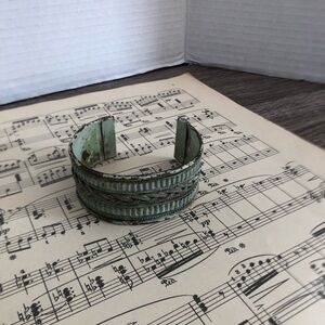 Vintage Style Green Metal Cuff Bracelet